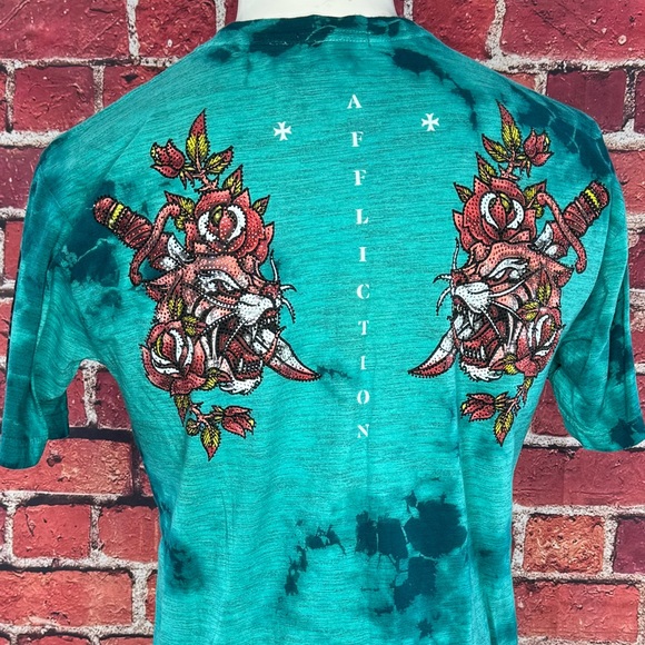 Affliction Black Label Men’s Tiger Rhinestone Short Sleeve T-shirt- XL /3XL -NWT - Picture 8 of 14